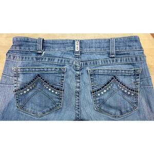 Ariat Real Jeans Womens 31XL LiteBlue Mid Rise Stretch Denim Embroidered Pockets